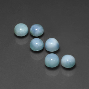 Larimar naturale blu da  ct, taglio rotondo, opaco
