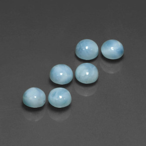 Larimar naturale blu da  ct, taglio rotondo, opaco