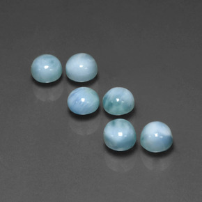 Larimar naturale blu da  ct, taglio rotondo, opaco