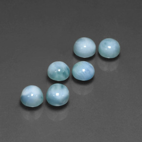Larimar naturale blu da  ct, taglio rotondo, opaco