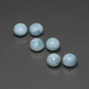 Larimar naturale blu da  ct, taglio rotondo, opaco