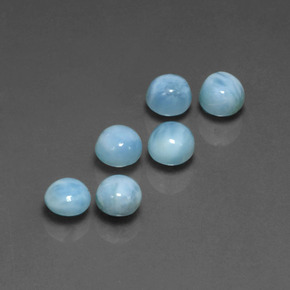 Larimar naturale blu da  ct, taglio rotondo, opaco