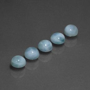 Larimar naturale blu da  ct, taglio rotondo, opaco