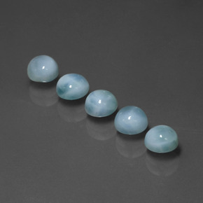 Larimar naturale blu da  ct, taglio rotondo, opaco