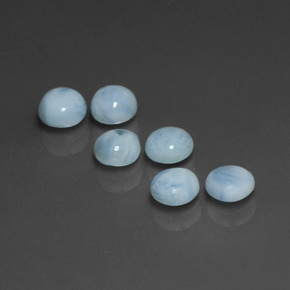 Larimar naturale blu da  ct, taglio rotondo, opaco