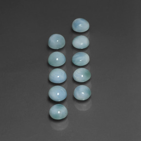 Larimar naturale blu da  ct, taglio rotondo, opaco
