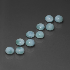 Larimar naturale blu da  ct, taglio rotondo, opaco