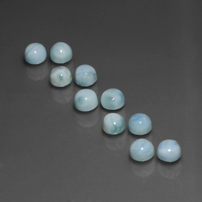 Larimar naturale blu da  ct, taglio rotondo, opaco
