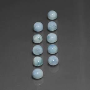 Larimar naturale blu da  ct, taglio rotondo, opaco