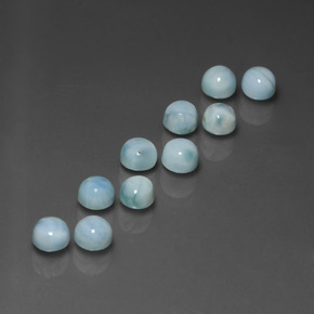 Larimar naturale blu da  ct, taglio rotondo, opaco