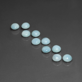Larimar naturale blu da  ct, taglio rotondo, opaco