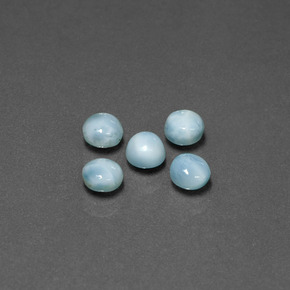 Larimar naturale blu da  ct, taglio rotondo, opaco