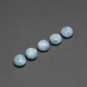Larimar naturale blu da  ct, taglio rotondo, opaco