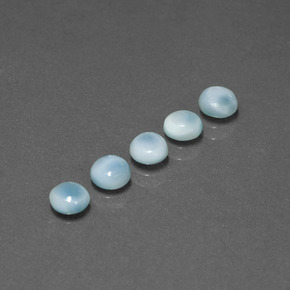 Larimar naturale blu da  ct, taglio rotondo, opaco