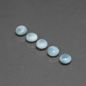 Larimar naturale blu da  ct, taglio rotondo, opaco