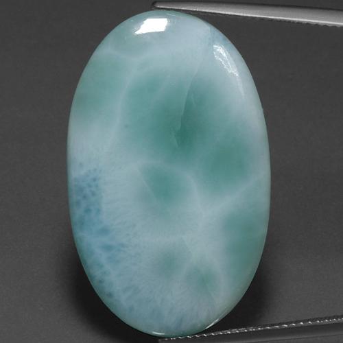 Larimar naturale blu da 21,67 ct, taglio ovale, opaco