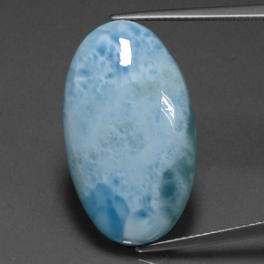 Larimar naturale blu da 17,93 ct, taglio ovale, opaco