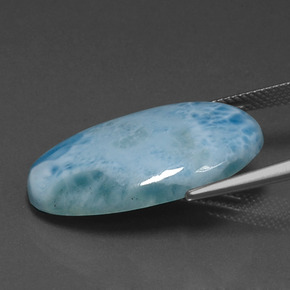 Larimar naturale blu da 17,93 ct, taglio ovale, opaco