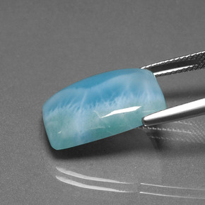 Larimar naturale verde da 11,61 ct, taglio a cuscino, opaco