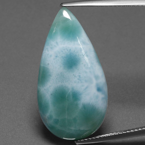 Larimar naturale verde da 12,25 ct, taglio a pera, opaco