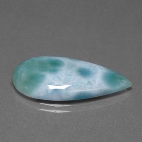 Larimar naturale verde da 12,25 ct, taglio a pera, opaco