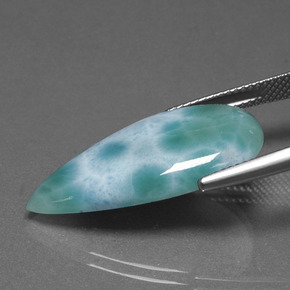 Larimar naturale verde da 12,25 ct, taglio a pera, opaco