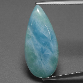 Larimar Blu verde naturale da 12.12 ct, Forma a pera, Opaco