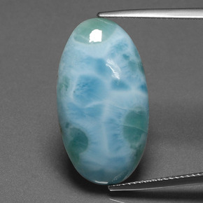 Larimar naturale blu da 13,60 ct, taglio ovale, opaco
