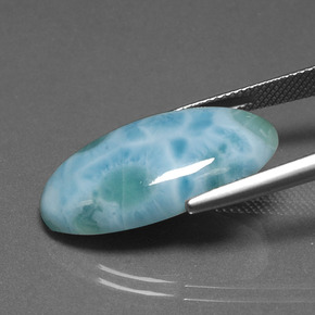 Larimar naturale blu da 13,60 ct, taglio ovale, opaco