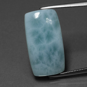 Larimar naturale blu da 10,90 ct, taglio a cuscino, opaco