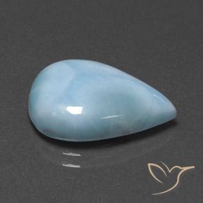 Larimar Bambina blu naturale da 7.72 ct, Forma a pera, Opaco