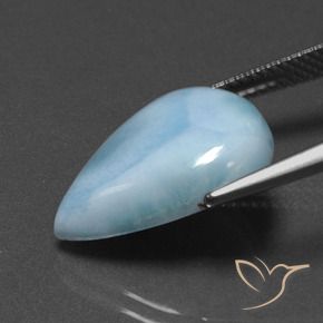 Larimar Bambina blu naturale da 7.72 ct, Forma a pera, Opaco