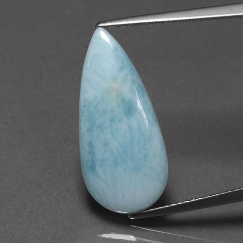 Larimar naturale blu da 7,10 ct, taglio a pera, opaco