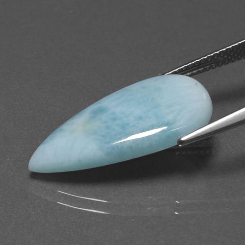 Larimar naturale blu da 7,10 ct, taglio a pera, opaco