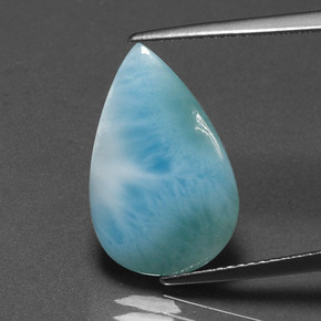 Larimar Verde blu naturale da 5.33 ct, Forma a pera, Opaco