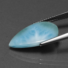 Larimar Verde blu naturale da 5.33 ct, Forma a pera, Opaco