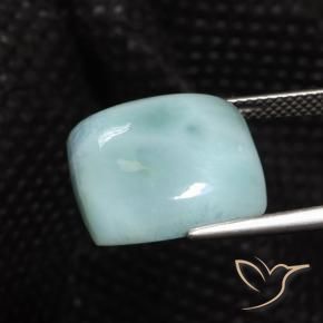 Larimar Blu verdastro chiaro naturale da 11.20 ct, Quadrato, Opaco