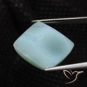 Larimar Blu verdastro chiaro naturale da 11.20 ct, Quadrato, Opaco