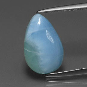 Larimar naturale blu da 3,26 ct, taglio a pera, opaco