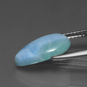 Larimar naturale blu da 3,26 ct, taglio a pera, opaco