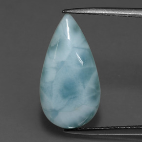 Larimar naturale verde da 4,78 ct, taglio a pera, opaco