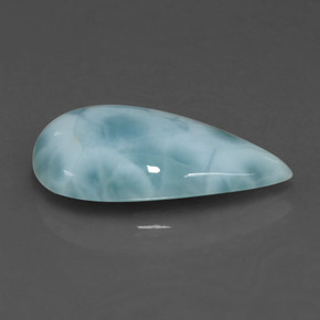 Larimar naturale verde da 4,78 ct, taglio a pera, opaco