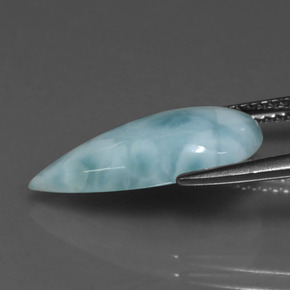 Larimar naturale verde da 4,78 ct, taglio a pera, opaco