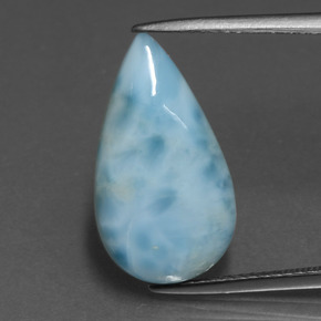 Larimar naturale blu da 5,71 ct, taglio a pera, opaco