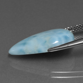 Larimar naturale blu da 5,71 ct, taglio a pera, opaco