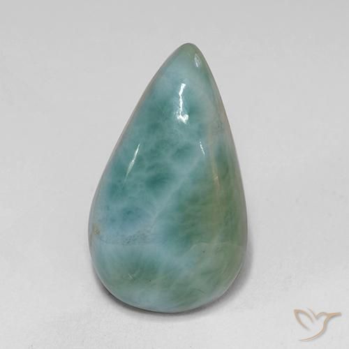 5.53ct Naturale Verde bluastro chiaro Larimar, Forma a pera, Opaco