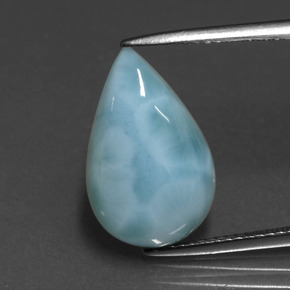 Larimar naturale blu da 5,15 ct, taglio a pera, opaco