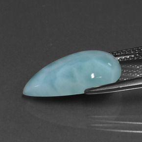 Larimar naturale blu da 5,15 ct, taglio a pera, opaco