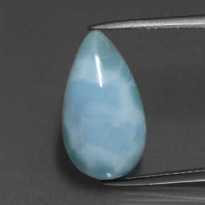 Larimar Verde blu naturale da 6.87 ct, Forma a pera, Opaco