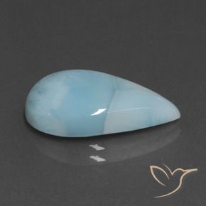 Larimar Blu verdastro chiaro naturale da 6.64 ct, Forma a pera, Opaco